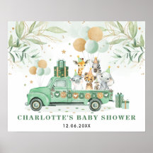 緑の金ゴールドジャングルサファリ動物ベビーシャワーSi