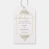 緑の金ゴールドスクリプトサンキューギフト結婚式の引き出物 ギフトタグ (裏面)