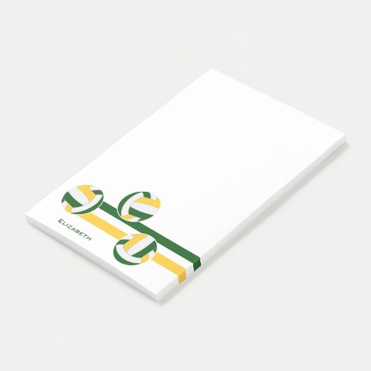 緑の金ゴールドストライプバレーボール選手の名前 ポストイット (アングル)