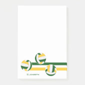 緑の金ゴールドストライプバレーボール選手の名前 ポストイット (正面)