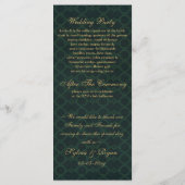 緑の金ゴールドスノーフレーク結婚式プログラムのお茶の長さ プログラム (裏面)