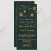 緑の金ゴールドスノーフレーク結婚式プログラムのお茶の長さ プログラム (正面/裏面)