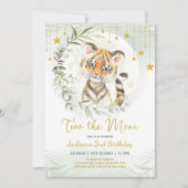 緑の金ゴールドタイガー2月2日の誕生日 招待状 (正面)