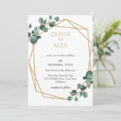 緑の金ゴールドダイヤモンドフレーム結婚式招待状 招待状 (スタンド正面)