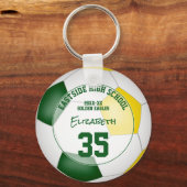 緑の金ゴールドチームのギフト女の子の男の子スポーツ キーホルダー (正面)