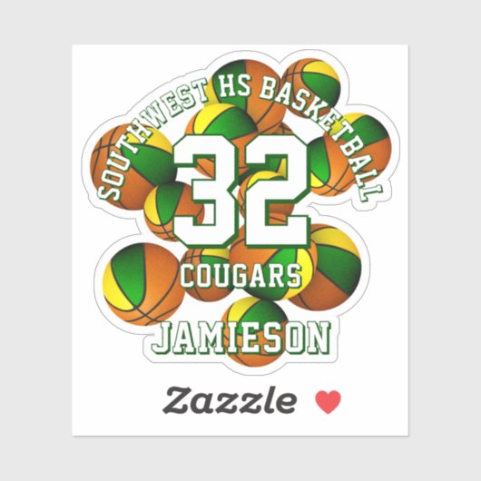 緑の金ゴールドチームの色のバスケットのチーム名 シール (シート)