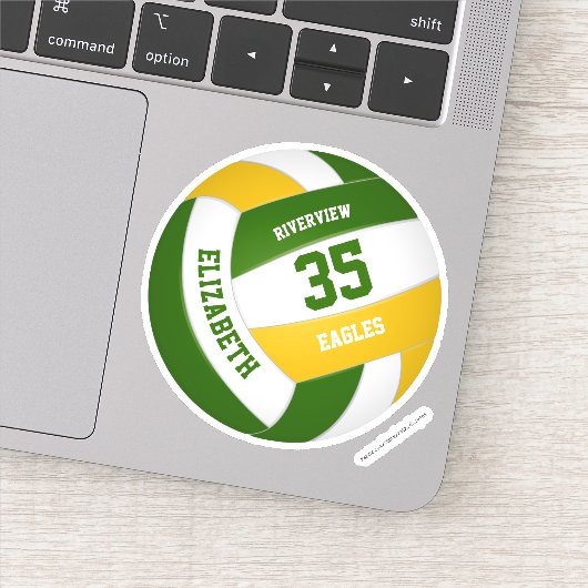 緑の金ゴールドチームの色の女の子の男の子バレーボール シール (詳細)