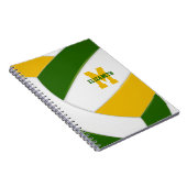 緑の金ゴールドチームの色の女の子の男の子バレーボール ノートブック (右側)