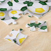 緑の金ゴールドチームの色の女の子サッカー ジグソーパズル (側面)