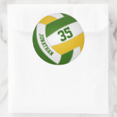 緑の金ゴールドチームの色の男の子の女の子バレーボール ラウンドシール (バッグ)