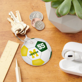 緑の金ゴールドチームの色の男の子サッカーボール キーホルダー