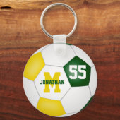 緑の金ゴールドチームの色の男の子サッカーボール キーホルダー (正面)