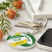 緑の金ゴールドチームの色カスタム男の子バレーボール キーホルダー (正面右)