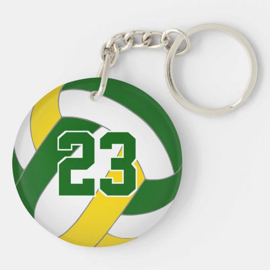 緑の金ゴールドチームの色カスタム男の子バレーボール キーホルダー (裏面)