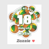 緑の金ゴールドチームの色バスケットの子供チーム名 シール (シート)