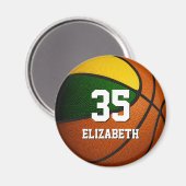 緑の金ゴールドチームの色バスケットボール学校の精神 マグネット (正面/裏面)