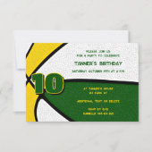 緑の金ゴールドチームカラーバスケットボール誕生日 招待状 (正面)