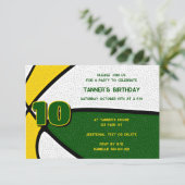 緑の金ゴールドチームカラーバスケットボール誕生日 招待状 (スタンド正面)