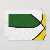 緑の金ゴールドチームカラーバスケットボール誕生日 招待状 (裏面)