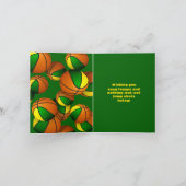 緑の金ゴールドチームカラーバスケット子供の誕生日 カード (内部)