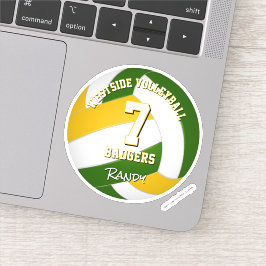 緑の金ゴールドチームカラーバレーボール選手 シール