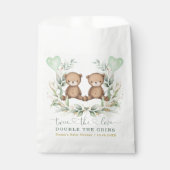 緑の金ゴールドツインテディベアバルーンベビーシャワー フェイバーバッグ (正面)