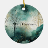 緑の金ゴールドツリークリスマス セラミックオーナメント (正面)