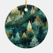 緑の金ゴールドツリークリスマス セラミックオーナメント (裏面)