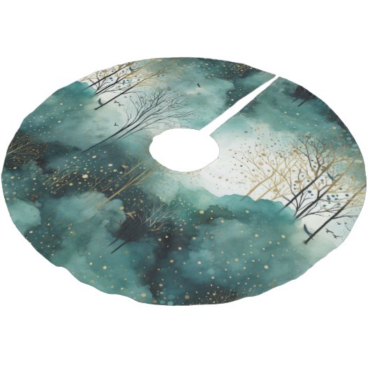 緑の金ゴールドツリークリスマス ブラッシュドポリエステルツリースカート (アングル)