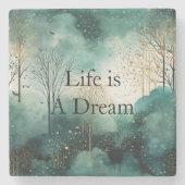 緑の金ゴールドツリー ストーンコースター (正面)