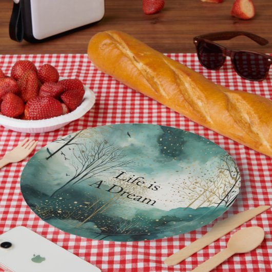 緑の金ゴールドツリー ペーパープレート (ピクニック)