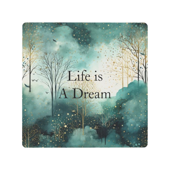 緑の金ゴールドツリー メタルプリント (正面)