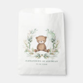 緑の金ゴールドテディベアバルーンベビーシャワーパーティー フェイバーバッグ (正面)