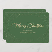 緑の金ゴールドハンドレタービジネスクリスマスカード シーズンカード (正面/裏面)