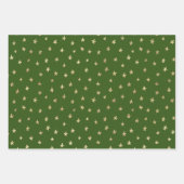 緑の金ゴールドハート星円ランダムパターン ラッピングペーパーシート (正面3)