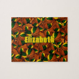 緑の金ゴールドバスケットボールガールズチームカラー ジグソーパズル