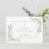 緑の金ゴールドバプテスマ《キリスト教》洗礼式や命名式写真 サンキューカード (スタンド正面)