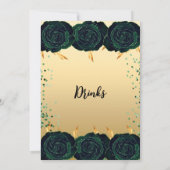 緑の金ゴールドバラ花飲料用カード 招待状 (裏面)
