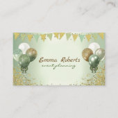 緑の金ゴールドバルーンのモダンイベント計画 名刺 (正面)