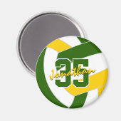 緑の金ゴールドバレーボールチームの色のギフト マグネット (正面/裏面)