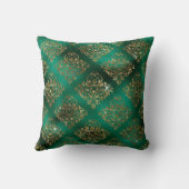 緑の金ゴールドパターンクリスマスホリデー クッション (裏面)