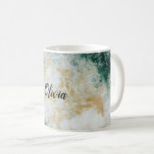 緑の金ゴールドパーソナライズされた大理石 コーヒーマグカップ (正面右)