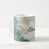 緑の金ゴールドパーソナライズされた大理石 コーヒーマグカップ (正面左)