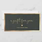 緑の金ゴールドフレーム追加ロゴギフト証明書 (正面)