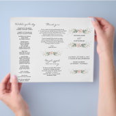 緑の金ゴールドフローラトリ+折り結婚式 プログラム チラシ (手)