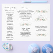 緑の金ゴールドフローラトリ+折り結婚式 プログラム チラシ (シングル)