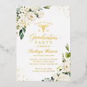 緑の金ゴールドフローラ看護学校卒業 箔招待状 (正面)