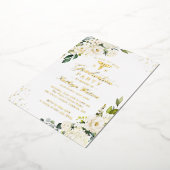 緑の金ゴールドフローラ看護学校卒業 箔招待状 (回転した状態)