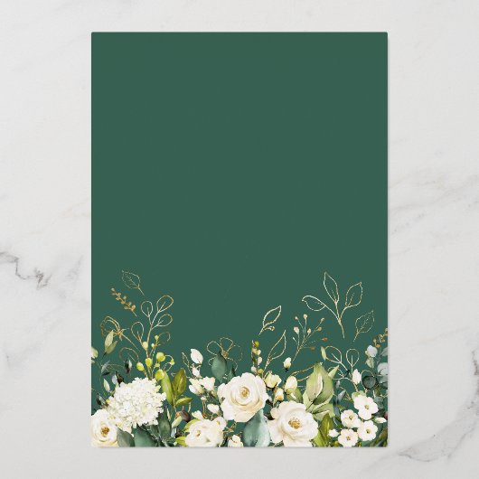 緑の金ゴールドフローラ看護学校卒業 箔招待状 (裏面)