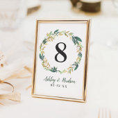 緑の金ゴールドフローラ結婚の表の番号 招待状